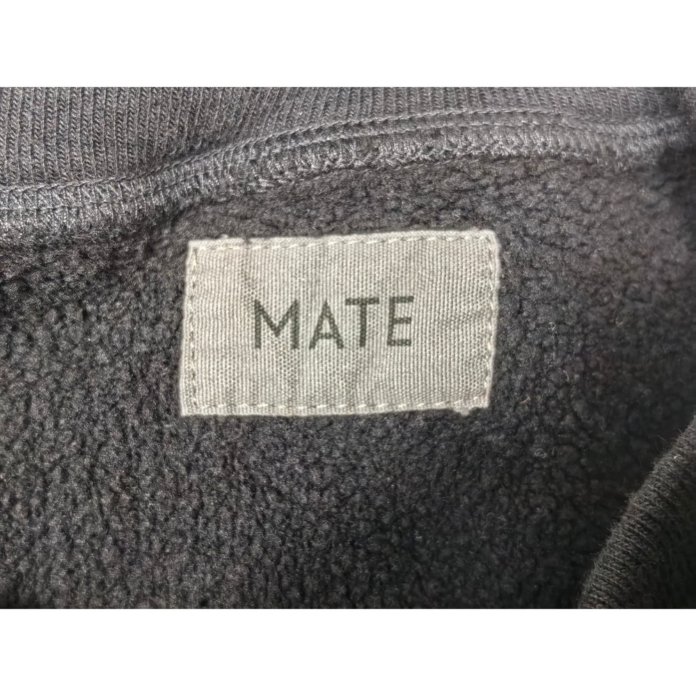 MATE‎ The Label Black Organic Fleece Sweatshirt L Sustainable Quiet Luxury Soft - Picture 5 of 7